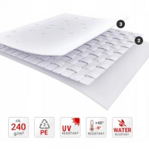 Raktársátor, tárolósátor 3 × 6 m – 18 m², 240 g/m² PE zöld ponyvával, Ø 38 mm-es horganyzott acélcsövekkel, Ø 42 mm-es csatlakozókkal és két függöny típusú bejárattal