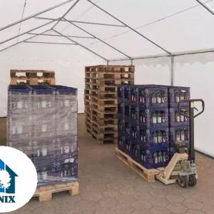 Raktársátor, tárolósátor 3 × 6 m – 18 m², erős PVC ponyvával, padlókerettel és megerősített horganyzott acélszerkezettel