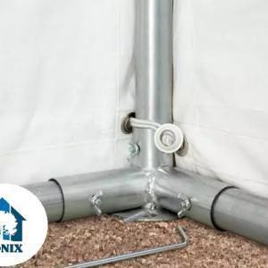 Raktársátor, tárolósátor 3 × 6 m – 18 m², erős PVC ponyvával, padlókerettel és megerősített horganyzott acélszerkezettel