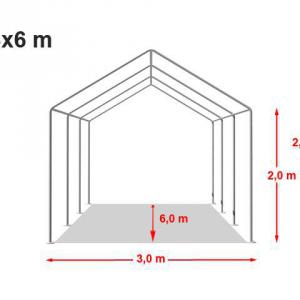 Raktársátor, tárolósátor 3 × 6 m – 18 m², PVC ponyvával, horganyzott acélvázzal