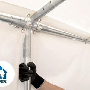 Raktársátor, tárolósátor 4 × 6 m – 24 m²,  PVC ponyvával, padlókerettel és extra megerősített horganyzott acélszerkezettel