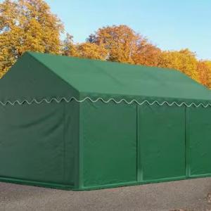 Raktársátor, tárolósátor 4 × 6 m – 24 m²,  PVC ponyvával, padlókerettel és extra megerősített horganyzott acélszerkezettel