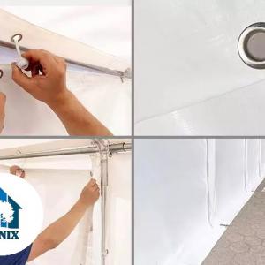 Raktársátor, tárolósátor 5 × 6 m – 30 m², zöld PVC ponyvával, padlókerettel és megerősített horganyzott acélszerkezettel