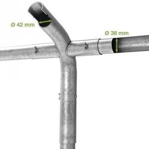 Raktársátor, tárolósátor és ipari sátor 6 × 12 m, 72 m², fehér, PVC ponyvával, Ø 38 mm-es horganyzott acélvázzal,  két bejárattal