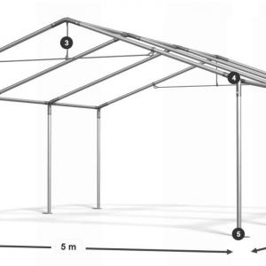 Raktársátor, tárolósátor, garázssátor 5 × 6 m – 30 m², 240 g/m² PE fehér ponyvával, horganyzott acélvázzal