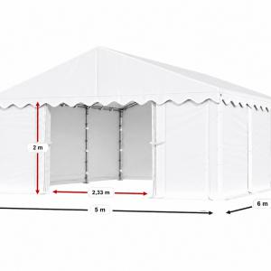 Raktársátor, tárolósátor, garázssátor 5 × 6 m – 30 m², 240 g/m² PE fehér ponyvával, horganyzott acélvázzal