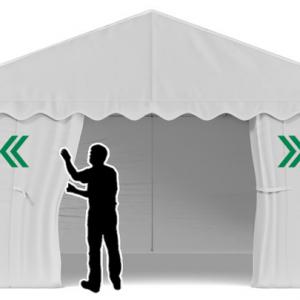 Raktársátor, tárolósátor, garázssátor 5 × 6 m – 30 m², 240 g/m² PE szürke ponyvával, horganyzott acélvázzal