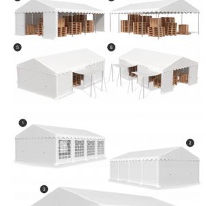 Raktársátor, tárolósátor, garázssátor 5 × 6 m – 30 m², 240 g/m² PE zöld ponyvával, horganyzott acélvázzal