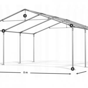 Raktársátor, tárolósátor, garázssátor 5 × 6 m – 30 m², 240 g/m² PE zöld ponyvával, horganyzott acélvázzal