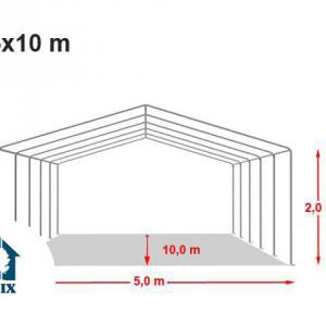 Raktársátor, tárolósátor, ipari sátor 5 × 10 m – 50 m², PVC ponyvával, horganyzott acélvázzal