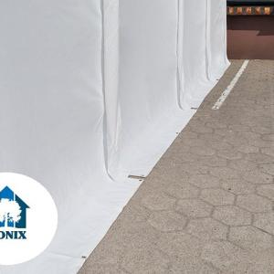 Raktársátor, tárolósátor, ipari sátor 5 × 10 m – 50 m², PVC ponyvával, horganyzott acélvázzal