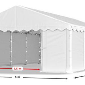 Raktársátor, tárolósátor, ipari sátor 5 × 8 m – 40 m², erős PE ponyvával, horganyzott acélvázzal fehér