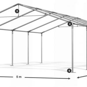 Raktársátor, tárolósátor, ipari sátor 5 × 8 m – 40 m², erős PE ponyvával, horganyzott acélvázzal szürke