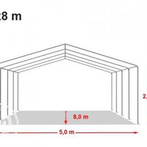 Raktársátor, tárolósátor, ipari sátor 5 × 8 m – 40 m², erős PVC ponyvával, horganyzott acélvázzal, 100% vízálló kivitelben