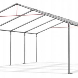 Raktársátor, tárolósátor, ipari sátor 5 × 8 m – 40 m²  PE ponyvával, horganyzott acélvázzal szürke