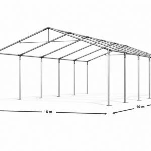 Raktársátor, tárolósátor, ipari sátor 6 × 10 m – 60 m², PE zöld ponyvával, horganyzott acélvázzal, 2 bejárattal