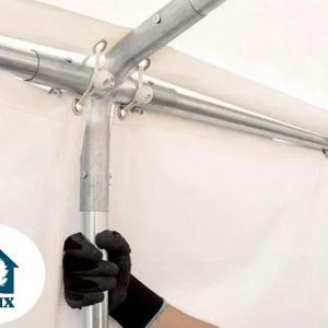 Raktársátor, tárolósátor, ipari sátor 8 × 12 m – 96 m², fehér PVC ponyvával, padlókerettel és erősített horganyzott acélszerkezettel