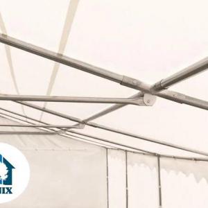 Raktársátor, tárolósátor, ipari sátor 8 × 12 m – 96 m², fehér PVC ponyvával, padlókerettel, Ø 38 mm-es teljesen horganyzott acélcsövekkel
