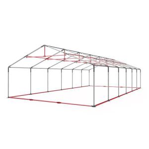 Raktársátor, tárolósátor, ipari sátor 8 × 12 m – 96 m², fehér PVC ponyvával, padlókerettel, Ø 38 mm-es teljesen horganyzott acélcsövekkel