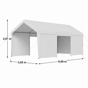 Raktársátor, tárolósátor mobilgarázs 3,05 × 6 m – 18 m² PE ponyvával, horganyzott acélvázzal és levehető oldalfalakkal