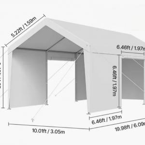 Raktársátor, tárolósátor mobilgarázs 3,05 × 6 m – 18 m² PE ponyvával, horganyzott acélvázzal és levehető oldalfalakkal