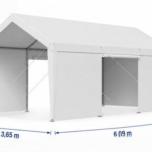 Raktársátor, tárolósátor mobilgarázs 3,60 × 6,00 m – 18 m² PE ponyvával, horganyzott acélvázzal és levehető oldalfalakkal