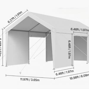 Raktársátor, tárolósátor mobilgarázs 3,60 × 6,00 m – 18 m² PE ponyvával, horganyzott acélvázzal és levehető oldalfalakkal