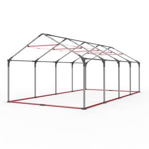 Raktársátor, tárolósátor, műhelysátor 3 × 6 m – 18 m², sötétzöld PVC ponyvával, padlókerettel és extra megerősített horganyzott acélszerkezettel