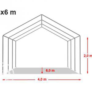 Raktársátor, tárolósátor, műhelysátor 4 × 6 m – 24 m², erős PVC ponyvával és horganyzott acélvázzal