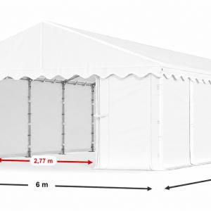 Raktársátor, tárolósátor, műhelysátor 6 × 12 m – 72 m², fehér PE ponyvával és megerősített horganyzott acélvázzal