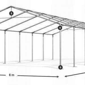 Raktársátor, tárolósátor, műhelysátor 6 × 12 m – 72 m², szürke PE ponyvával és megerősített horganyzott acélvázzal