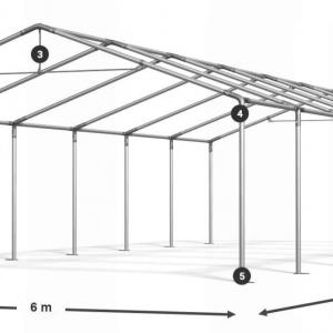 Raktársátor, tárolósátor, műhelysátor 6 × 12 m – 72 m², zöld PE ponyvával és megerősített horganyzott acélvázzal
