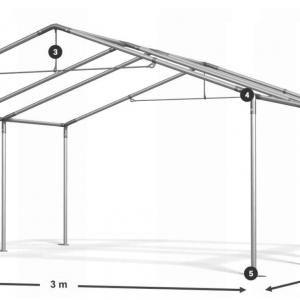 Raktársátor, tárolósátor, nyári sátor 3 × 5 m – 15 m², 240 g/m² PE fehér ponyvával, horganyzott acélvázzal