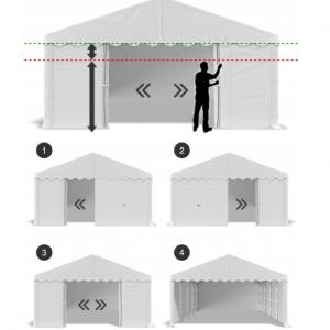 Raktársátor, tárolósátor, nyári sátor 3 × 5 m – 15 m², 240 g/m² PE fehér ponyvával, horganyzott acélvázzal