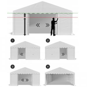 Rendezvénysátor 3 × 6 m – 18 m² alapterület, PE ponyvával, horganyzott acélvázzal fehér
