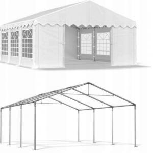 Rendezvénysátor 3 × 6 m – 18 m² alapterület, PE ponyvával, horganyzott acélvázzal fehér