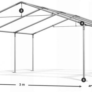 Rendezvénysátor 3 × 6 m – 18 m² alapterület, PE ponyvával, horganyzott acélvázzal fehér