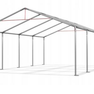 Rendezvénysátor 3 × 6 m – 18 m² alapterület, PE ponyvával, horganyzott acélvázzal fehér