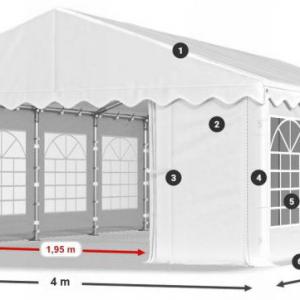 Rendezvénysátor 4 × 8 m – 32 m², 240 g/m² zöld PE ponyvával és horganyzott acélvázzal