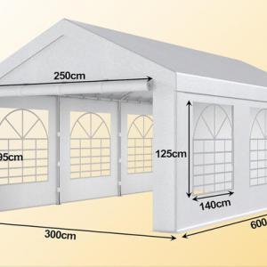 Rendezvénysátor parti sátor 3 × 6 m, 170 g/m² PE ponyvával, horganyzott acélvázzal, UV50+ védelemmel – fehér
