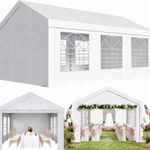 Rendezvénysátor parti sátor 3 × 6 m, 170 g/m² PE ponyvával, horganyzott acélvázzal, UV50+ védelemmel – fehér