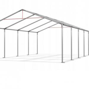 Rendezvénysátor, partisátor 4 × 6 m – 24 m², fehér, vízálló PE ponyvával, szúnyoghálós, lezárható ablakokkal és teljesen horganyzott, megerősített acélszerkezettel