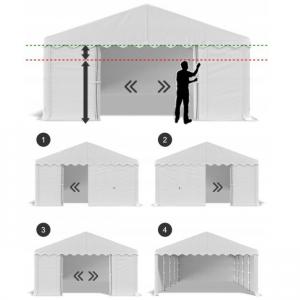 Rendezvénysátor, partysátor 3 × 6 m – 18 m², 240 g/m² PE ponyvával, horganyzott acélvázzal, Ø38 mm / 1,2 mm csövekkel, Ø42 mm / 1,3 mm csatlakozóelemekkel, zöld