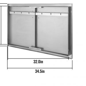 Rozsdamentes acél BBQ grillajtó 87,6 x 48,2 cm – Duplaajtós kivitel kültéri konyhához