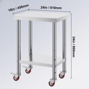 Rozsdamentes acél konyhai munkaasztal – 61 x 45 cm, 180 kg terhelhetőség