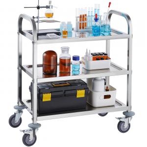 Rozsdamentes acél orvosi, laboratóriumi  kocsi 69 x 40 x 3 cm terhelhetőség 180 kg