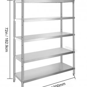 Rozsdamentes polc – 5 szint- 120 cm x 45,5 cm x 183 cm