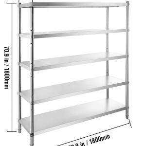 Rozsdamentes polc – 5 szint- 180 cm x 45 cm x 180 cm