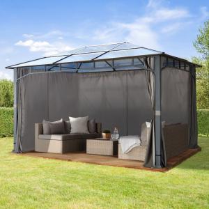 Sunset Deluxe luxus ALU kerti pavilon, pergola rendezvénysátor 3x4m oldalfüggönnyel