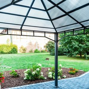 Sunset Deluxe luxus ALU kerti pavilon, pergola rendezvénysátor 3x4m oldalfüggönnyel